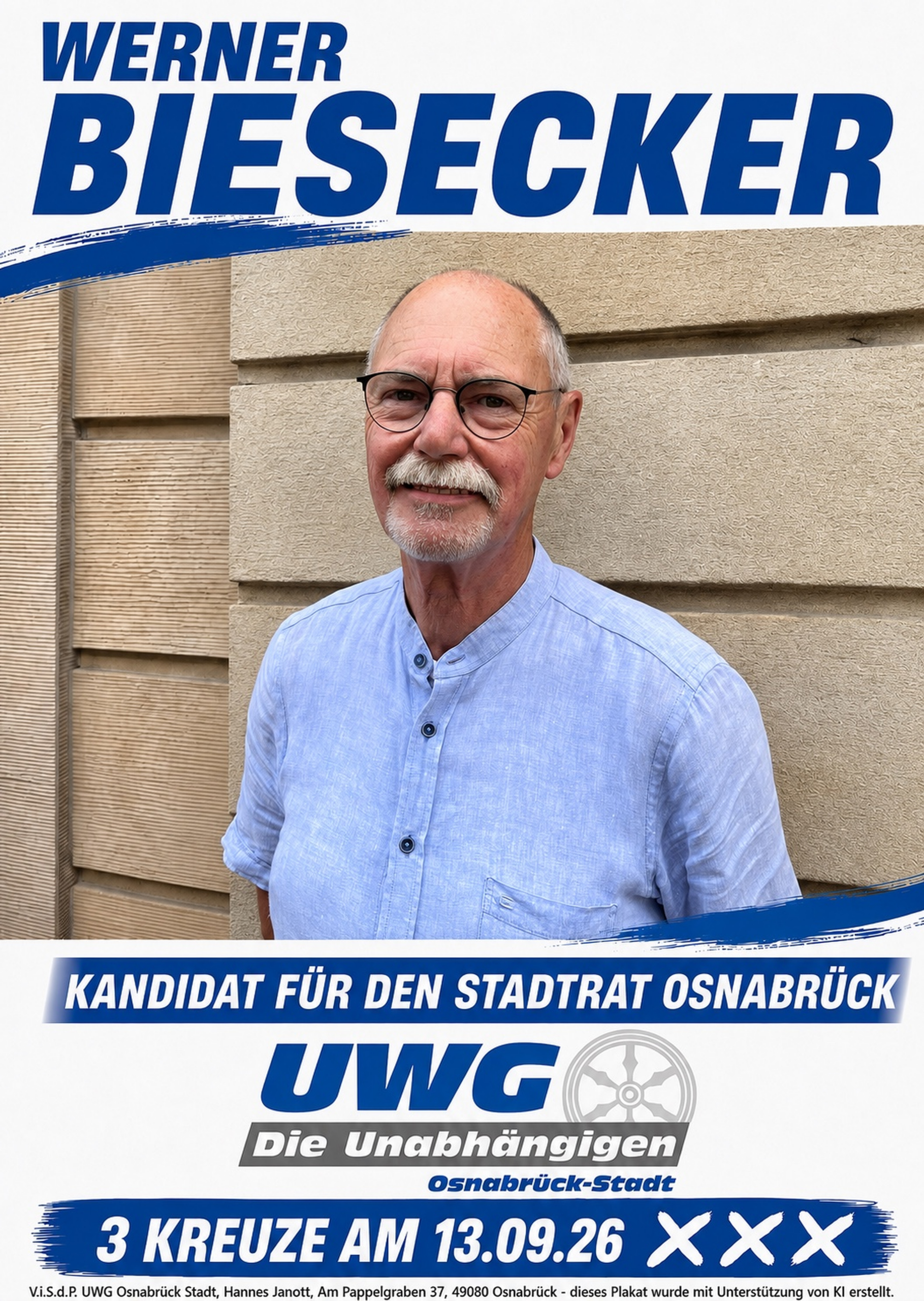 Plakat Werner Biesecker Kandidat Stadtrat 2026